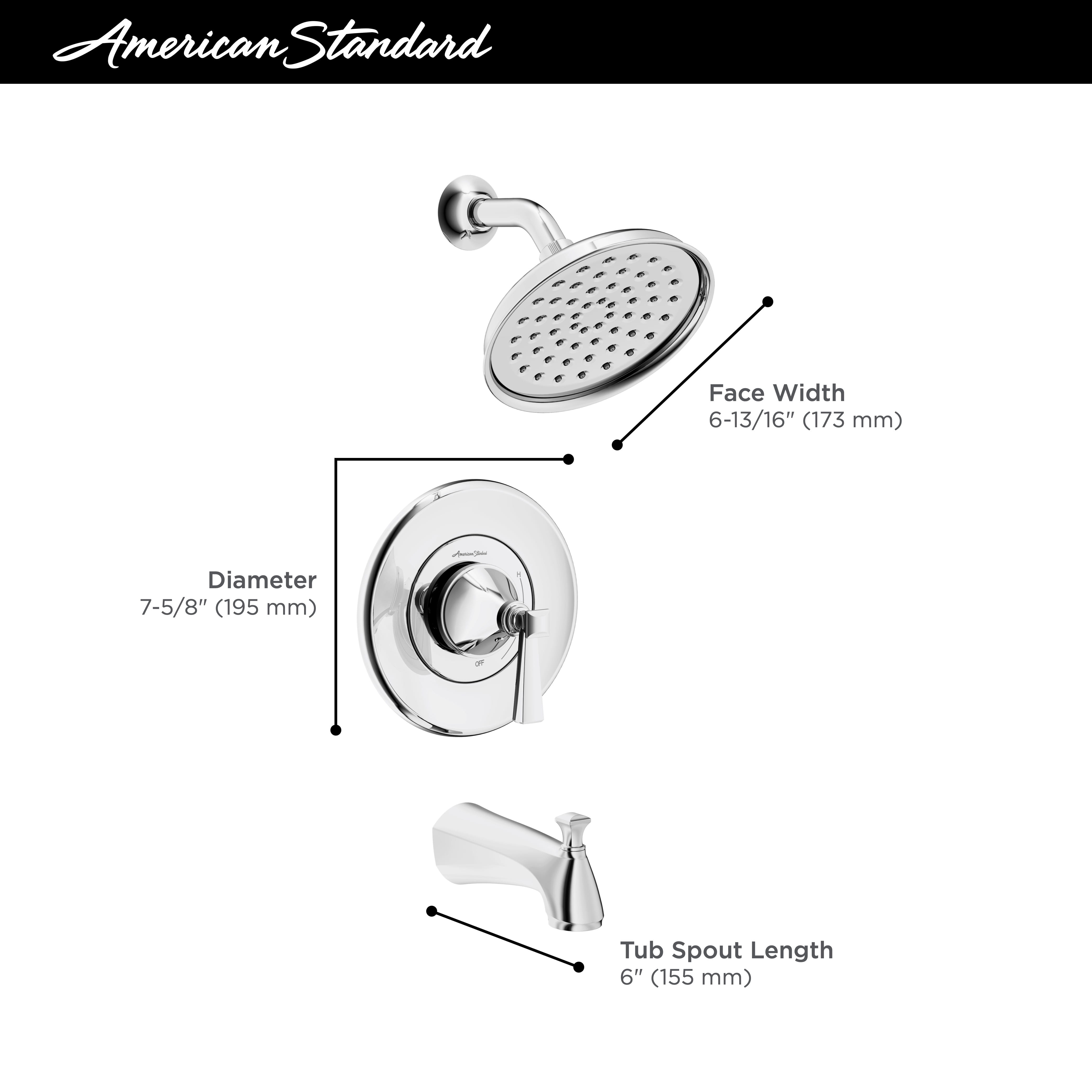 Rumson 18 GPM Tub and Shower Trim Kit with Lever Handle POLISHED CHROME